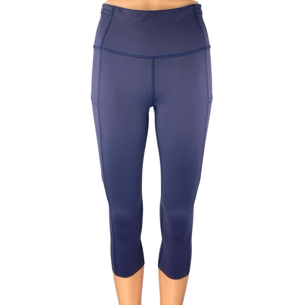 Lululemon Blue Mid Rise Skinny Activewear Fitness Cropped Capri Leggings Pants 6